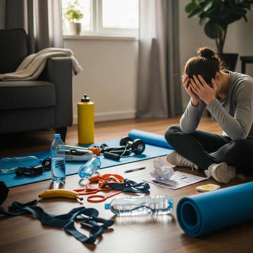 Person struggling with a one-size-fits-all home workout